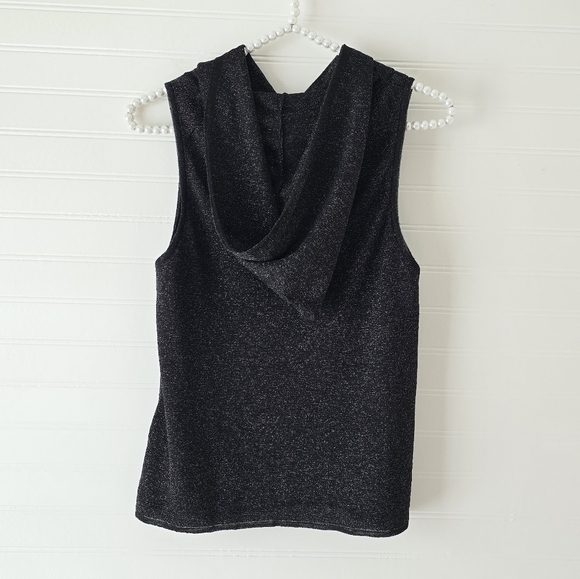 NWT Pilcro Anthropologie Metallic Hooded Sleeveless Sweater Top Small - Picture 4 of 7